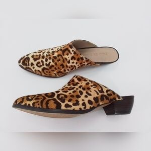 NEW Diego Di Lucca CLOVE Leopard Leather & FUR Mules Boot Clogs Women sz 7.5 M